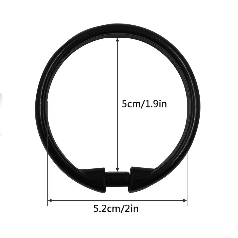 Qulable Black Shower Curtain Hooks Rings, 12 Pcs Circular Plastic Shower Curtain Rings for Bathroom, Plastic Shower Curtain Hooks for Shower Curtain Rod, Black Shower Hooks Rings for Shower Curtain - Image 5